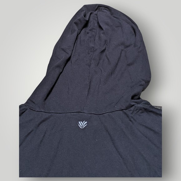 FOREVER 21 Cropped Hooded Sweatshirt Women's Size M BLACK STRETCH Hoodie - Picture 13 of 13